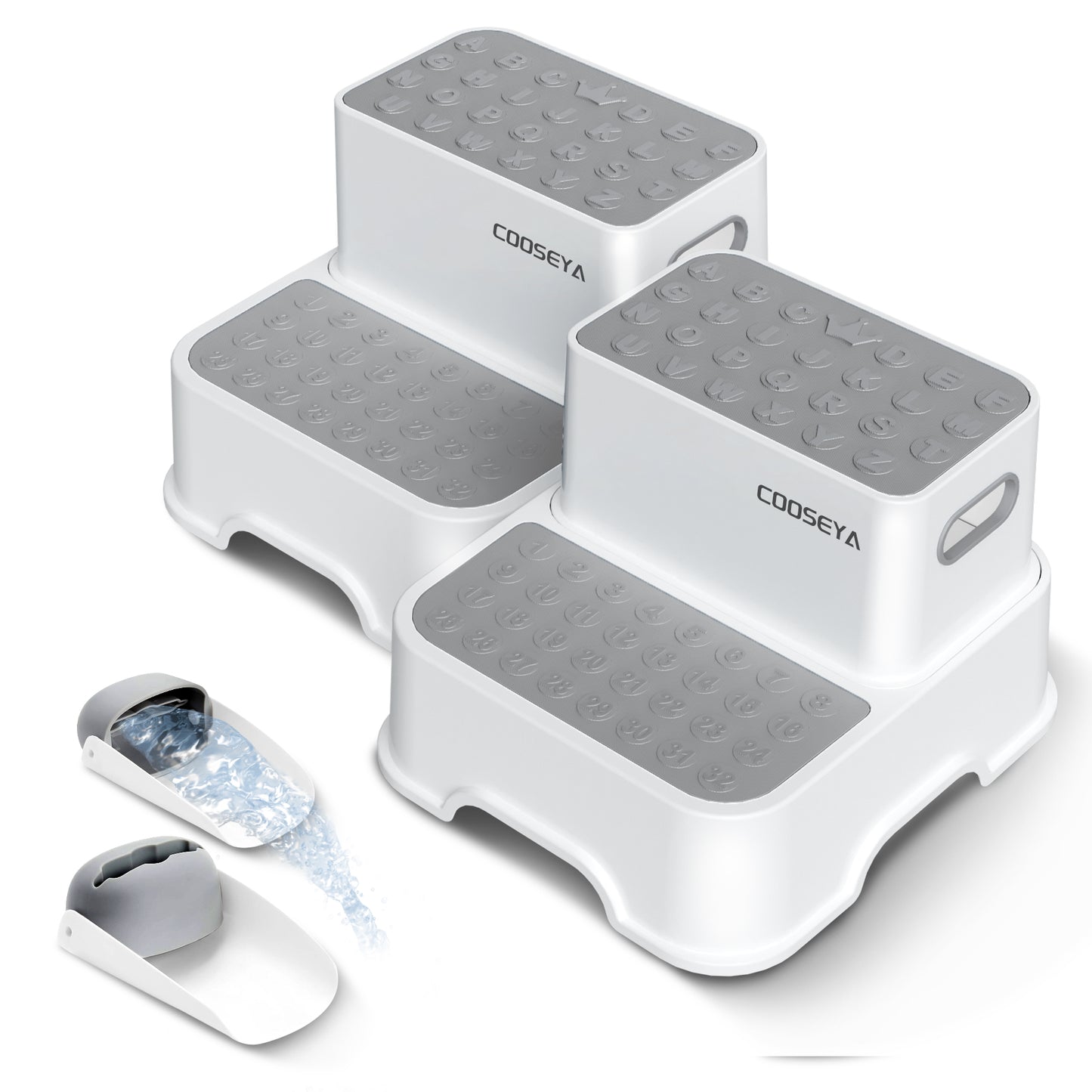 2 Packs Step Stools for Toilet Potty Training of Kids, Toddler Step Stool for Bathroom and Sink, New Braced Force Made Sturdy Premium PP material