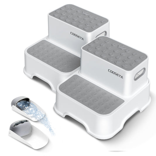 2 Packs Step Stools for Toilet Potty Training of Kids, Toddler Step Stool for Bathroom and Sink, New Braced Force Made Sturdy Premium PP material