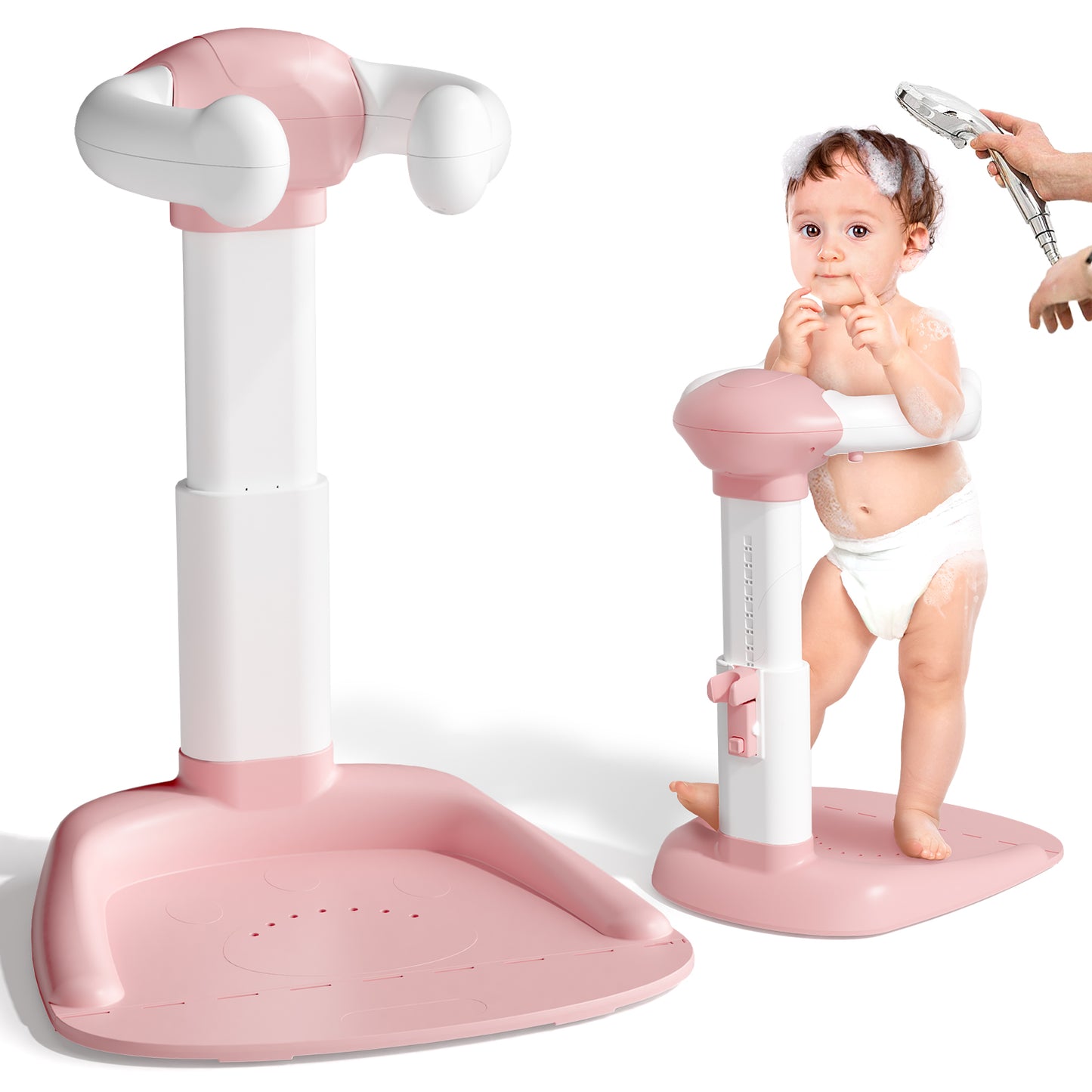 COOSEYABaby Shower Stand Support for Baby to Toddler, Adjustable Anti-Slip Shower Tower for Toddlers Changing Clothes, Applying Lotion by Standing up Themselves, Ideal Gift for Infants 8-36 months