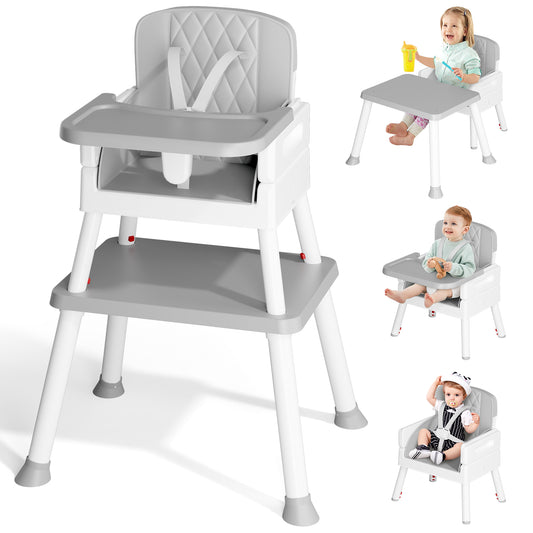 COOSEYA 6 in 1 Baby High Chair, Toddler Dining Booster Seat for Eating(Gray)