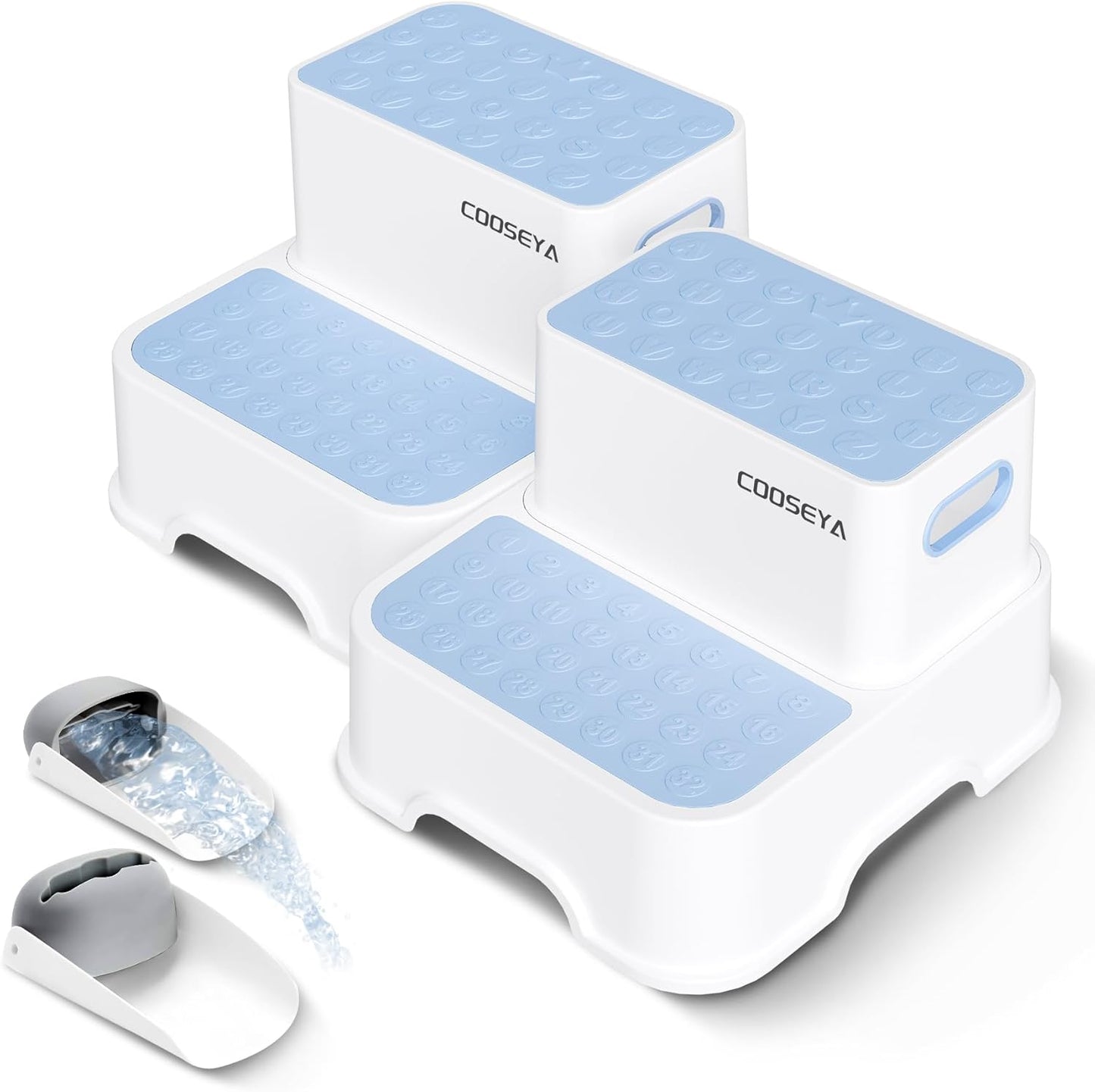 2 Packs Step Stools for Toilet Potty Training of Kids, Toddler Step Stool for Bathroom and Sink, New Braced Force Made Sturdy Premium PP material