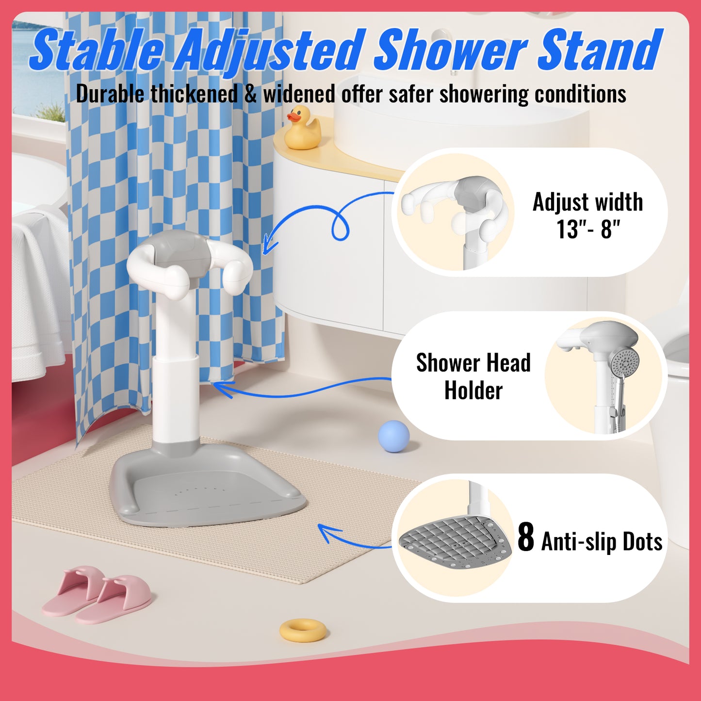 COOSEYABaby Shower Stand Support for Baby to Toddler, Adjustable Anti-Slip Shower Tower for Toddlers Changing Clothes, Applying Lotion by Standing up Themselves, Ideal Gift for Infants 8-36 months
