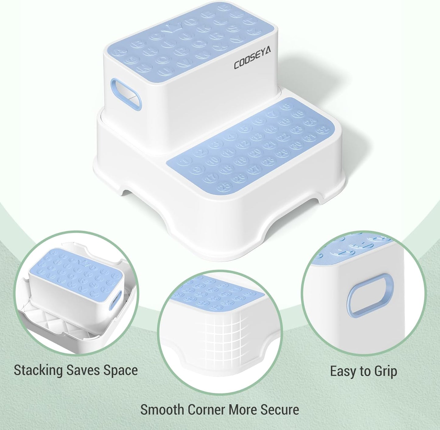 2 Packs Step Stools for Toilet Potty Training of Kids, Toddler Step Stool for Bathroom and Sink, New Braced Force Made Sturdy Premium PP material