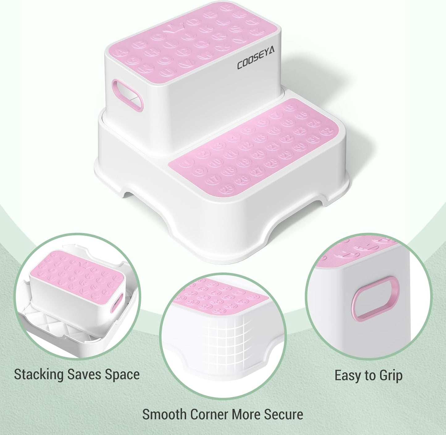 2 Packs Step Stools for Toilet Potty Training of Kids, Toddler Step Stool for Bathroom and Sink, New Braced Force Made Sturdy Premium PP material