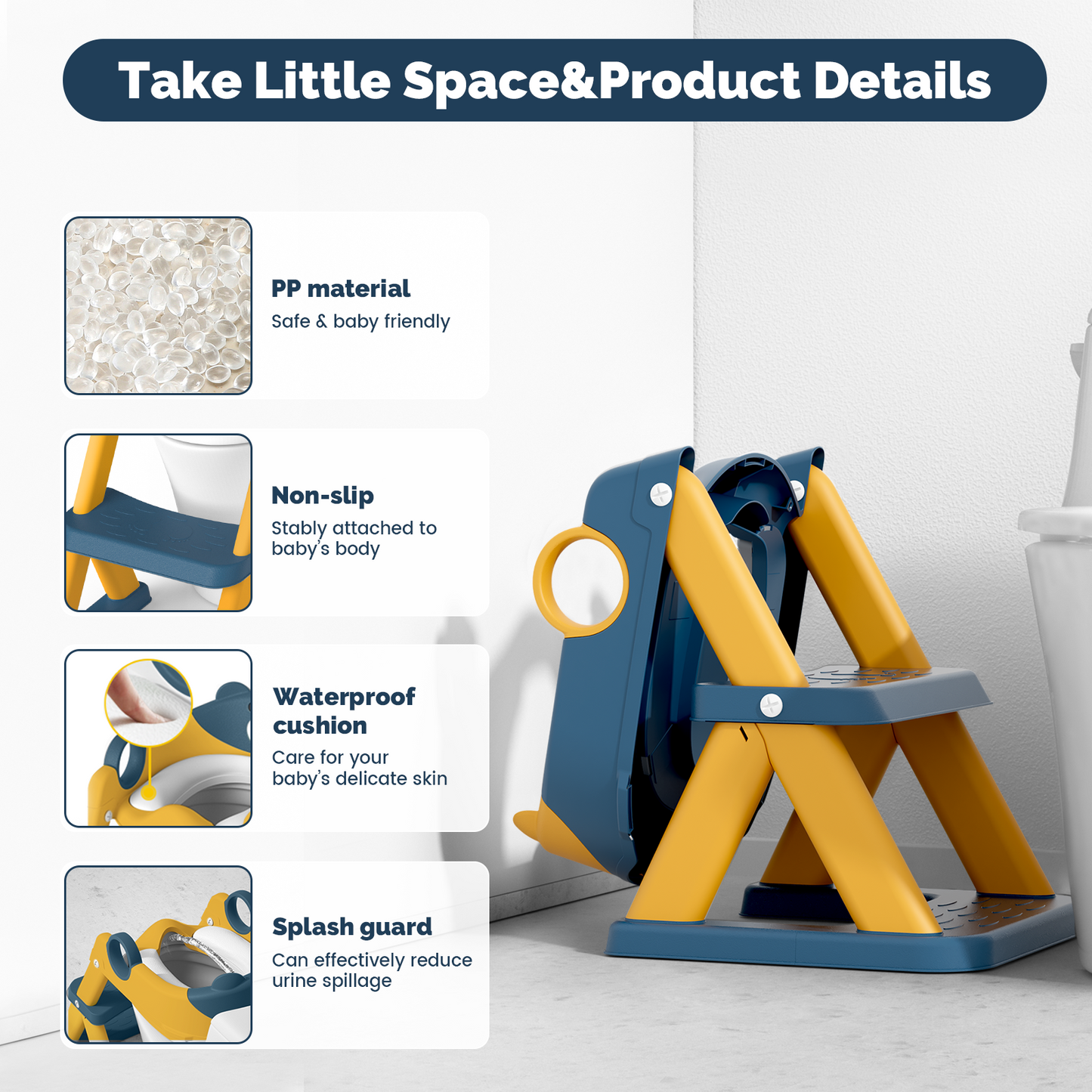 Bear potty training seat, upgrade toddler toilet seat with triangle base structure for kids boys girls, 2 in 1 bathroom potty training, waterproof cushioned mat with anti-slip pad