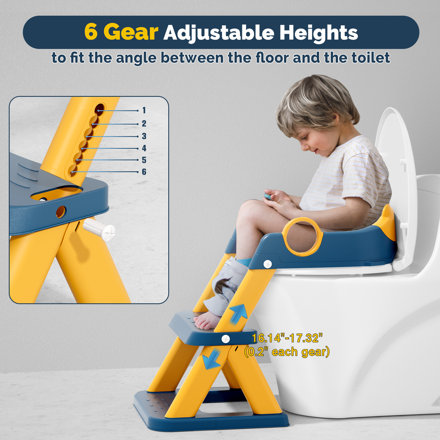 Bear potty training seat, upgrade toddler toilet seat with triangle base structure for kids boys girls, 2 in 1 bathroom potty training, waterproof cushioned mat with anti-slip pad