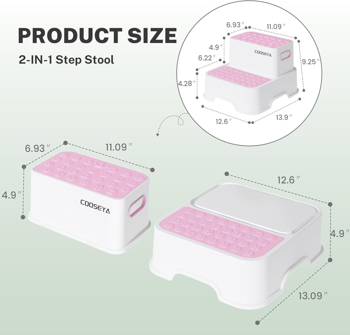 2 Packs Step Stools for Toilet Potty Training of Kids, Toddler Step Stool for Bathroom and Sink, New Braced Force Made Sturdy Premium PP material