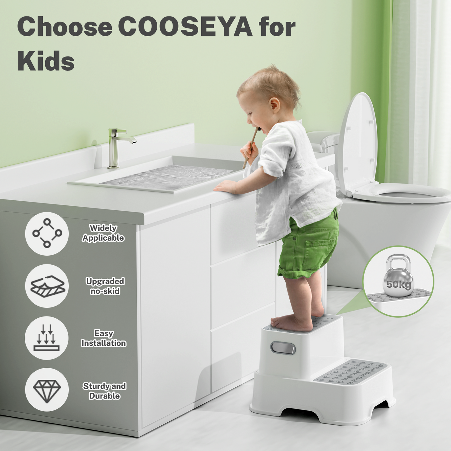 2 Packs Step Stools for Toilet Potty Training of Kids, Toddler Step Stool for Bathroom and Sink, New Braced Force Made Sturdy Premium PP material