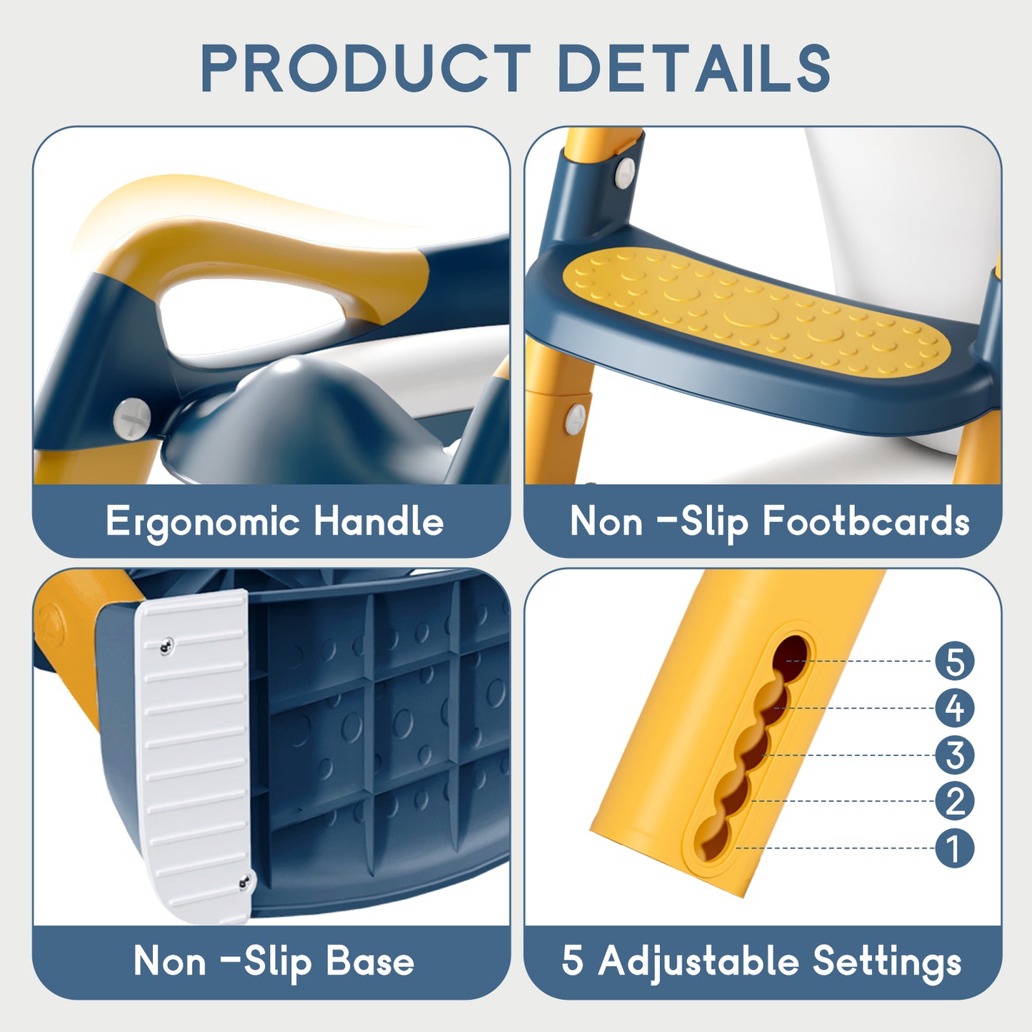 COOSEYA potty training seat, upgrade toddler toilet seat with triangle base structure for kids boys girls, 2 in 1 bathroom potty training, waterproof cushioned mat with anti-slip pad (Blue&Yellow)