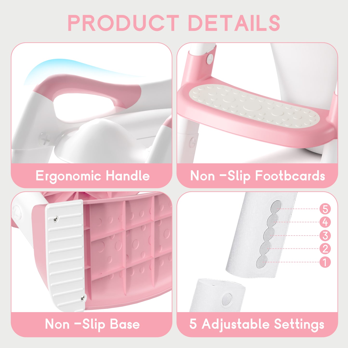 COOSEYA potty training seat, upgrade toddler toilet seat with triangle base structure for kids boys girls, 2 in 1 bathroom potty training, waterproof cushioned mat with anti-slip pad (Pink)