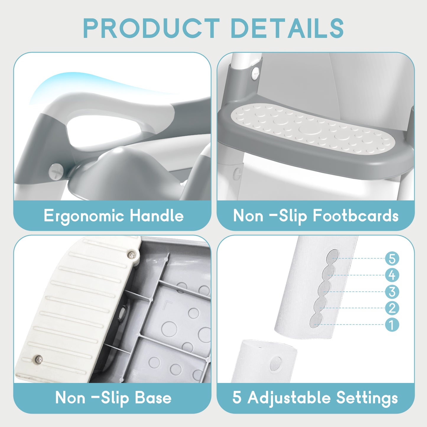 COOSEYA potty training seat, upgrade toddler toilet seat with triangle base structure for kids boys girls, 2 in 1 bathroom potty training, waterproof cushioned mat with anti-slip pad (Grey)