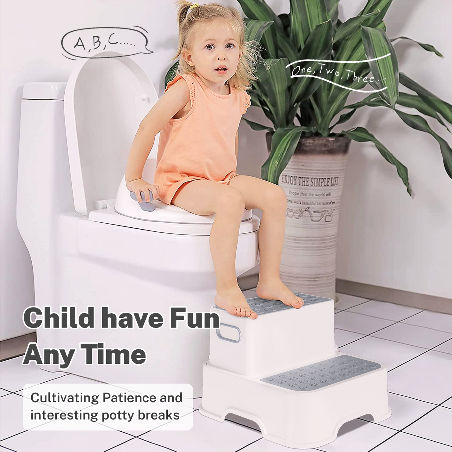 2 Packs Step Stools for Toilet Potty Training of Kids, Toddler Step Stool for Bathroom and Sink, New Braced Force Made Sturdy Premium PP material