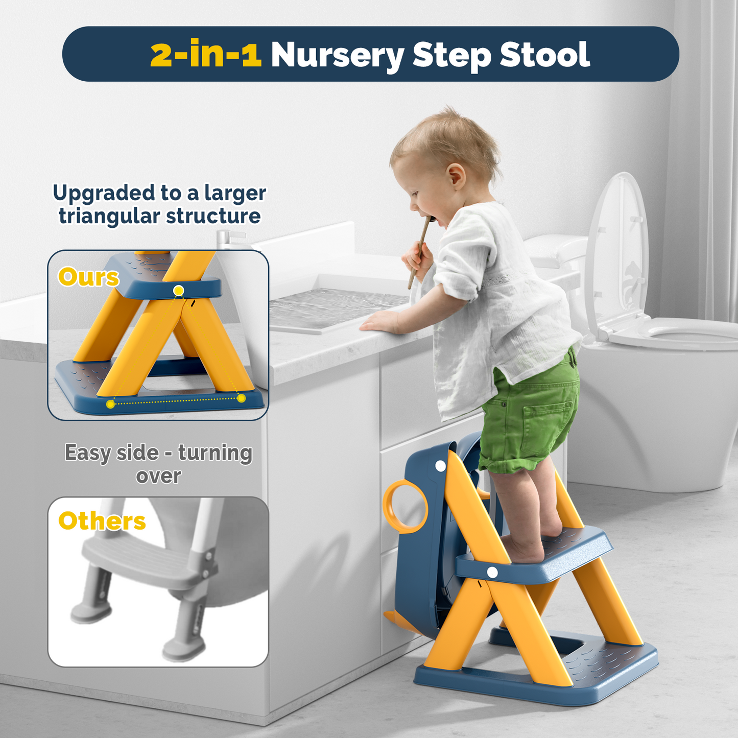Bear potty training seat, upgrade toddler toilet seat with triangle base structure for kids boys girls, 2 in 1 bathroom potty training, waterproof cushioned mat with anti-slip pad