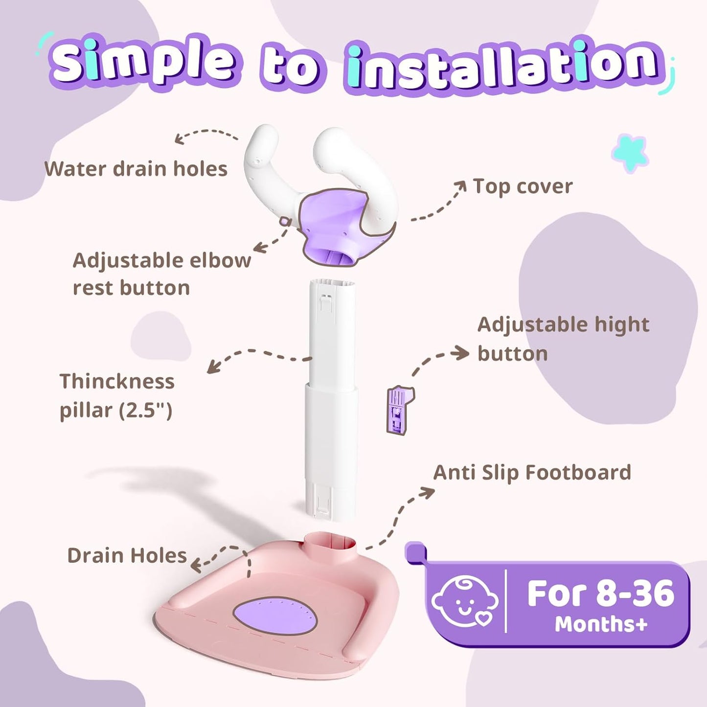 COOSEYABaby Shower Stand Support for Baby to Toddler, Adjustable Anti-Slip Shower Tower for Toddlers Changing Clothes, Applying Lotion by Standing up Themselves, Ideal Gift for Infants 8-36 months