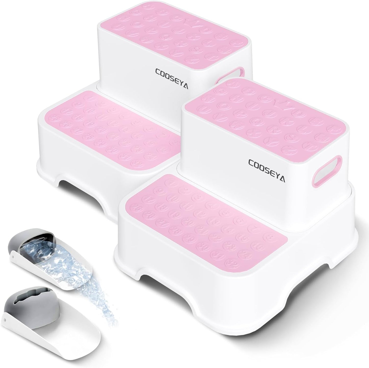 2 Packs Step Stools for Toilet Potty Training of Kids, Toddler Step Stool for Bathroom and Sink, New Braced Force Made Sturdy Premium PP material